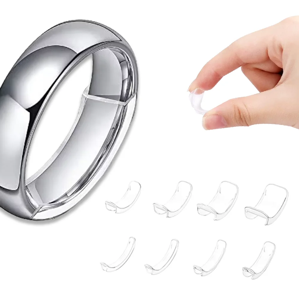 8pcs/set TPU Invisible Ring Size Adjuster Rings Adjustment Guard Spacer Universal Ring Size Reducer Jewelry Tools for Loose