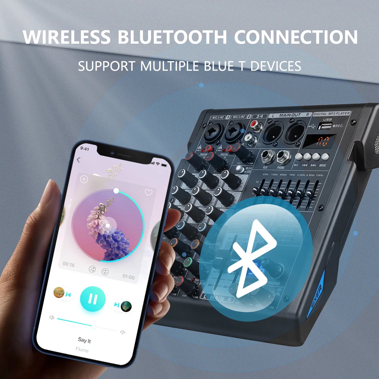 Professional 6 Channel Mixing Console 48V Phantom Power 99 DSP USB MP3 Audio Mono Mixer Stereo Mixer Audio Mini Mixer