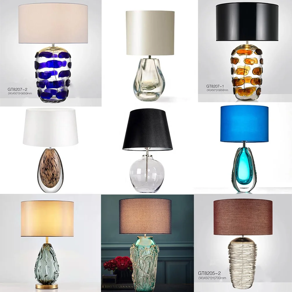 Luxury Glass Desk Lamp Table Lamp Glass with Drum Lampshade for Coffee Table Decor Project
