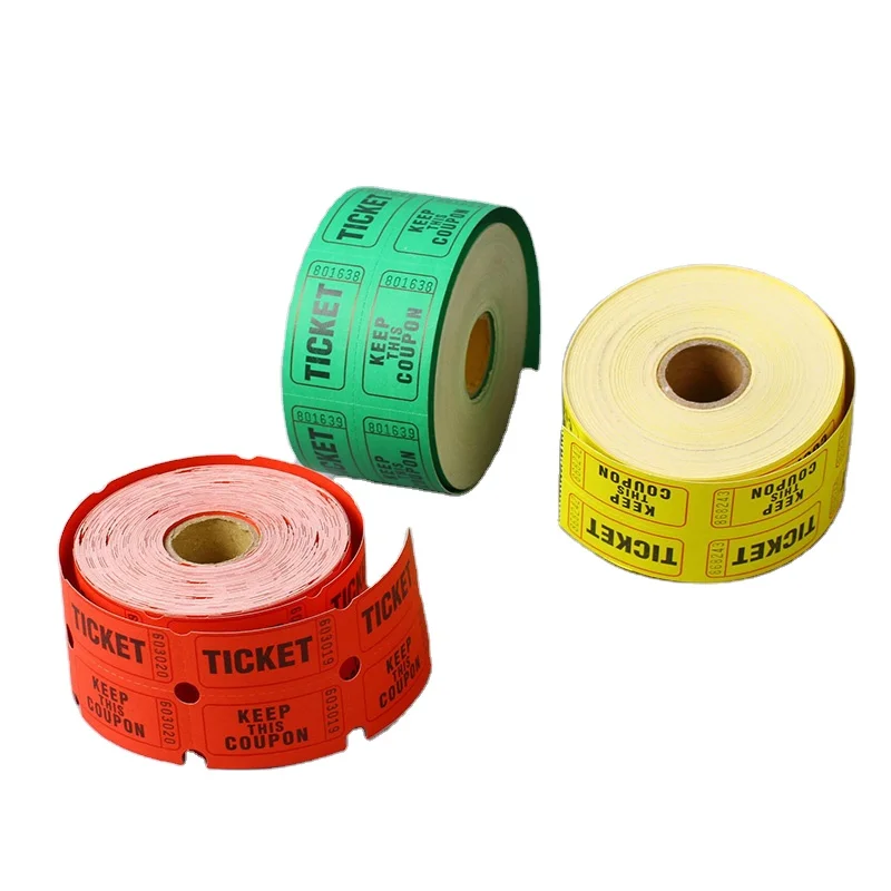 Wholesale custom printing 1000 total blank raffle tickets double roll raffle tickets raffle ticket roll