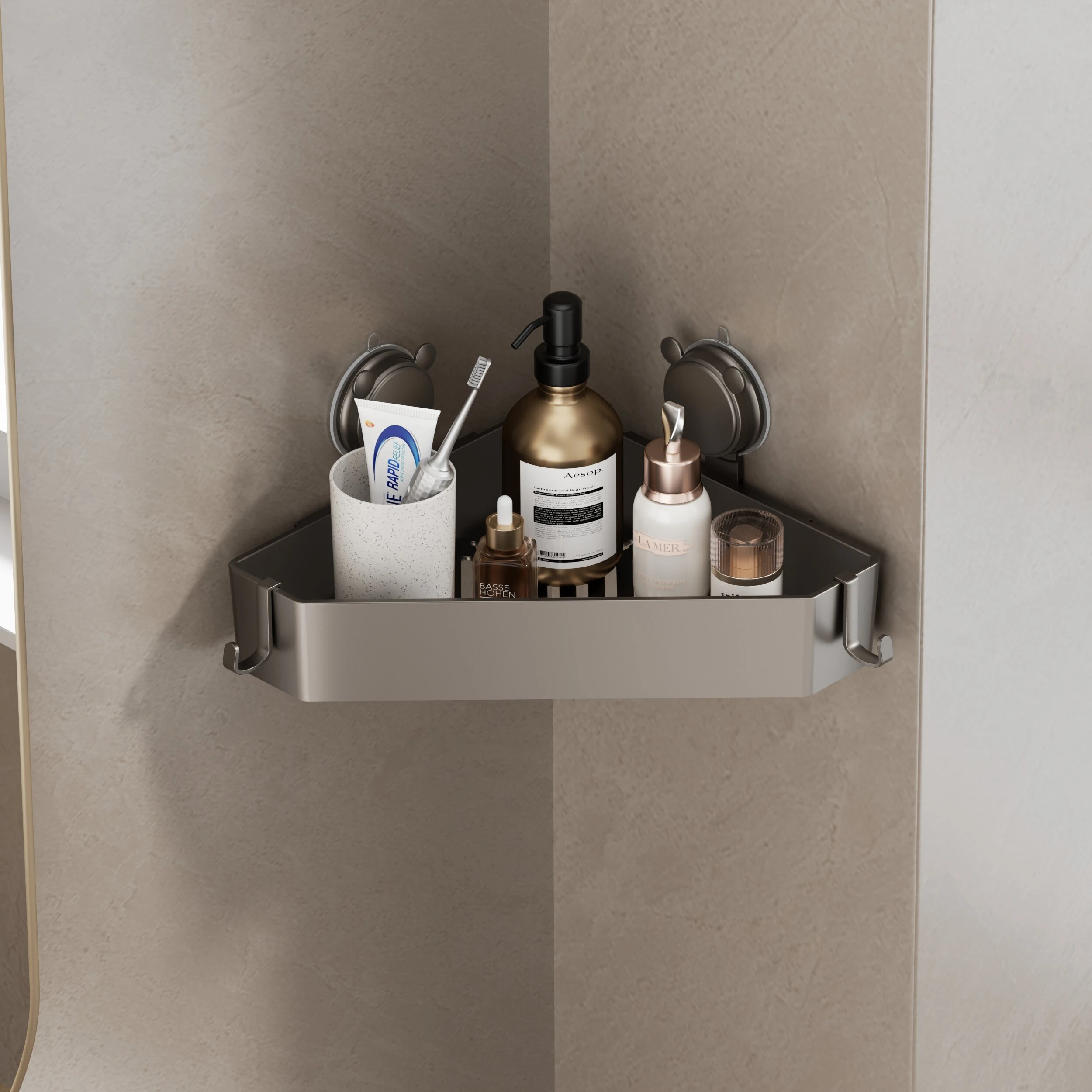 Toilet Suction Cup Holder Shelf Bathroom Horn Without Perforated Wall Hanging Sink Toilet Receive Triangle Basket
