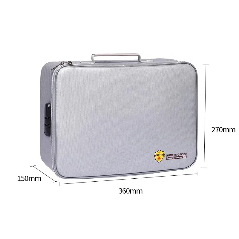 Large Capacity Folding Business Use File Cash Passport Legal Documents Safe Storage Zipper Fireproof Bag With Lock