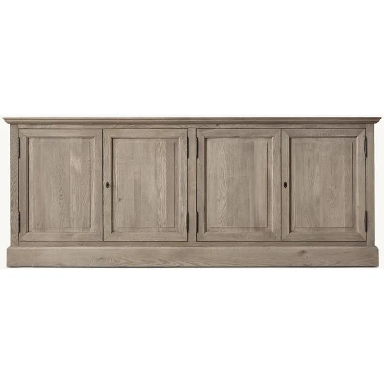 Luxury Living Room TV Cabinet nordic  3 Double Doors Oak Veneer Storage Antique TV Cabinet