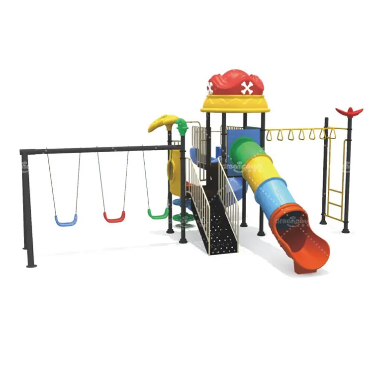 Wholesale children small plastic slides swing sets kids outdoor playground equipment for school
