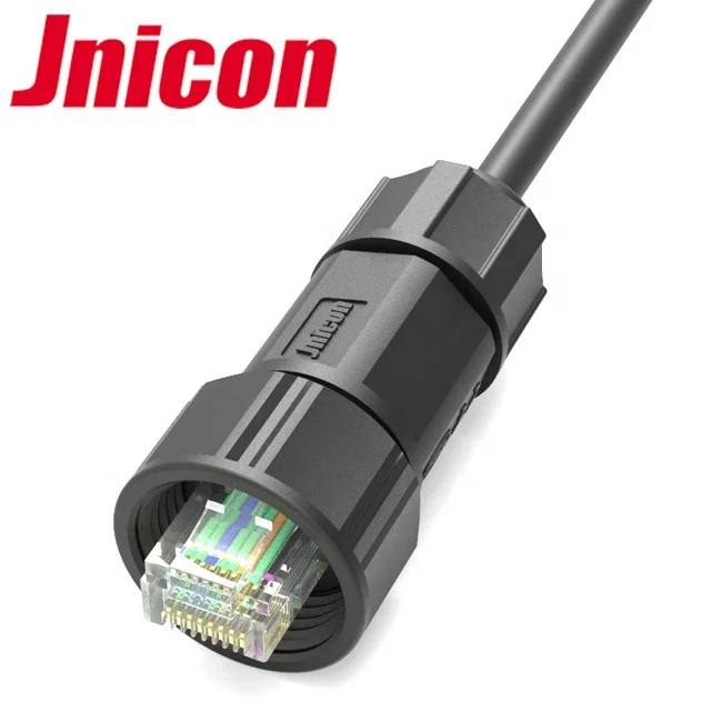 Jnicon IP67 ip68  M19 waterproof RJ45 connector with Ethernet cable