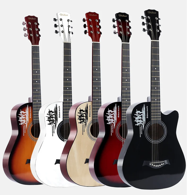 Wholesale new style 38 inch basswood folk guitar for beginner and kids Hot sale good quality plucked stringed instrument