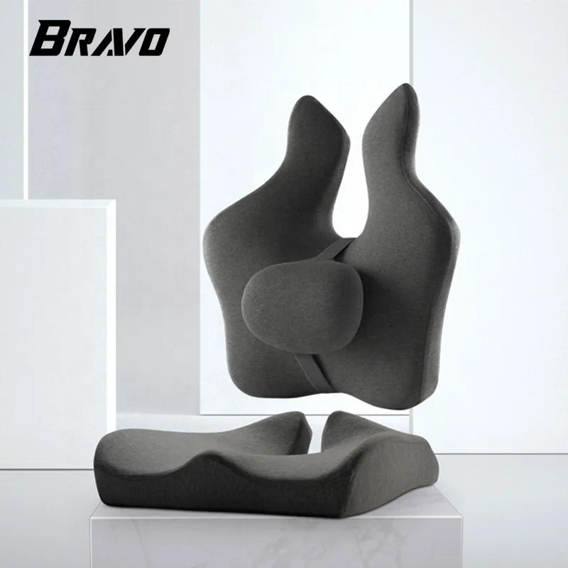 Bravo Chair Cushion Seat Cushion for Office Chair Lumbar Support Pillow Memory Foam Car Seat Cushion Set