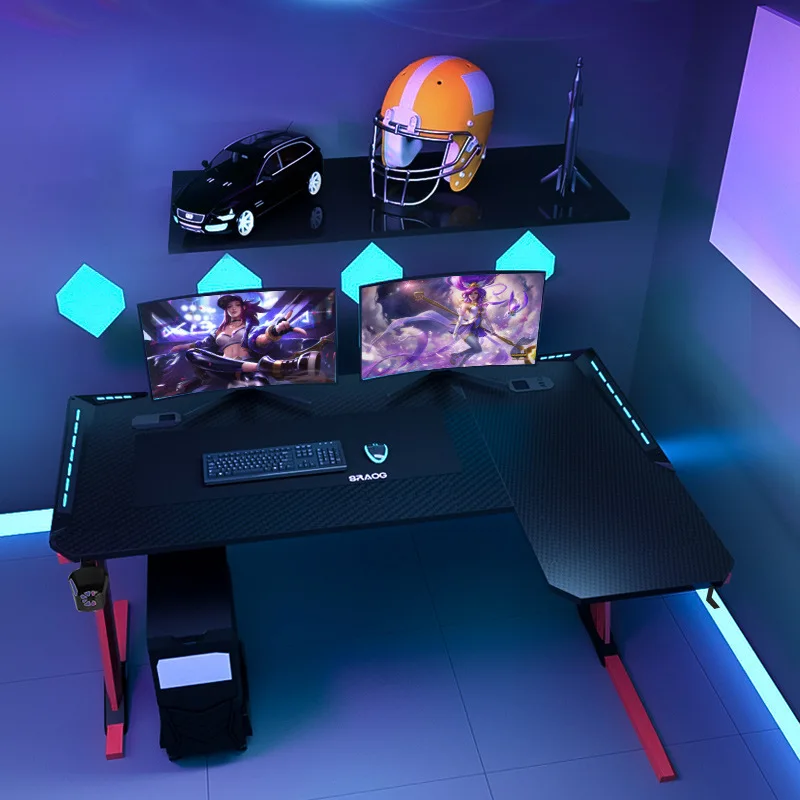 L2-7 большой L формы домашнего офиса компьютер цветная (RGB) светодиодных ламп игровой стол я
