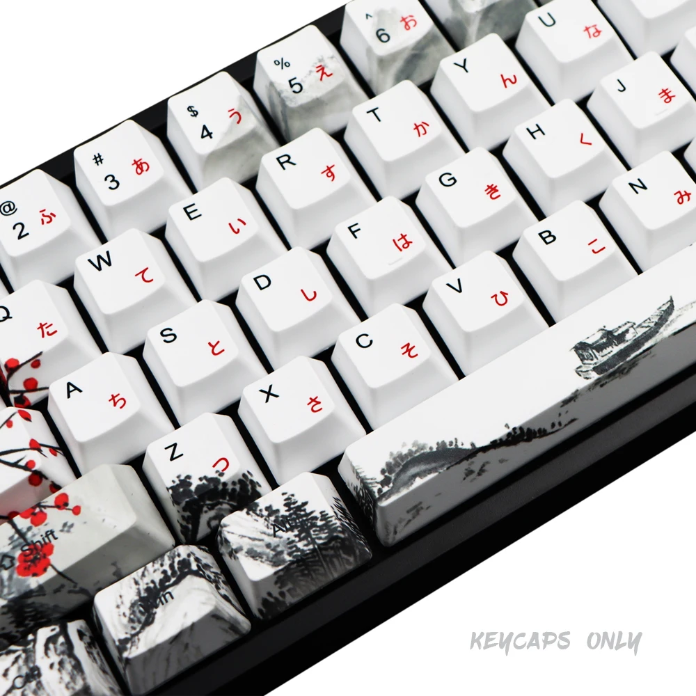 Wangjiang Plum Blossom Keycap 68 Key Dye Subbed Novelty OEM Profile Keycap 68keys for RK68 GK68X GK68XS Keyboard Keycaps