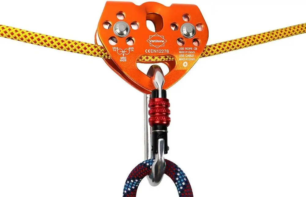 Aluminium Magnesium Alloy Climbing Pulley Rescue Pulley Heavy Duty Single Swivel Rope Pulley for Block Climbing Safety Equipment
