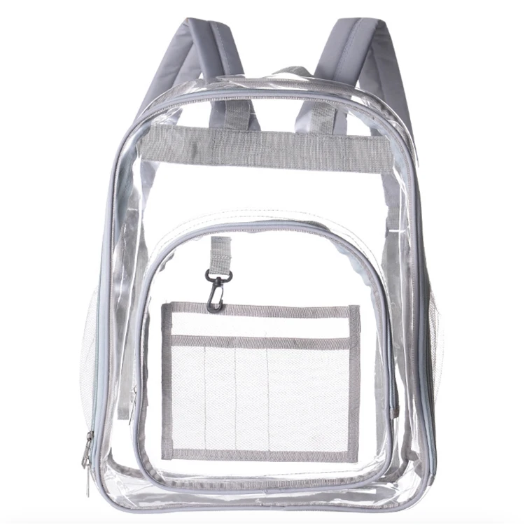 100% clear Plastic Shoulder Backpack Bag with Adjustable Handles Customized Transparent PVC Bag Travel Bag for Daily Use