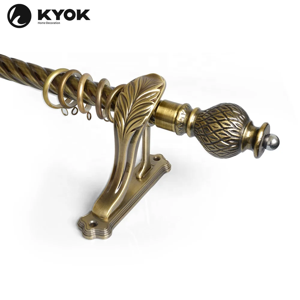 KYOK home curtain decoration factory Muslim style classic bronze single / double bracket curtain rod set