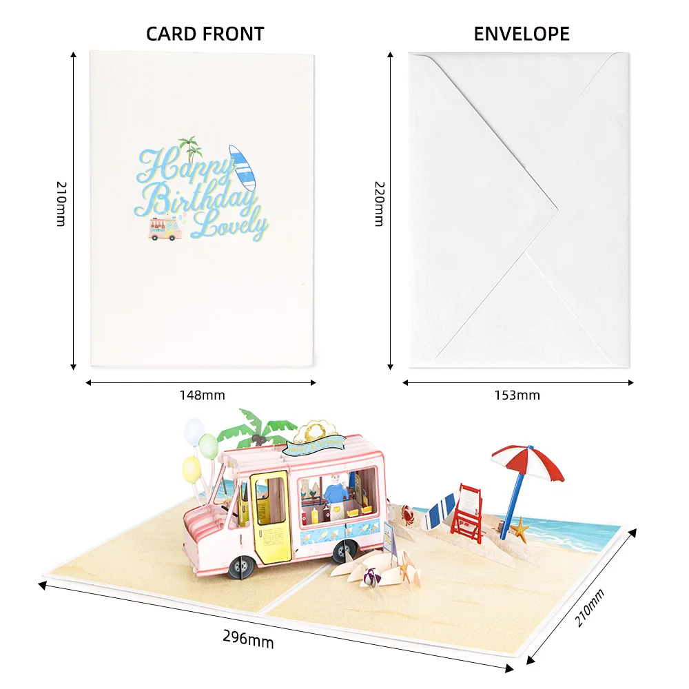 Happy Birthday Handmade Pop Up Card Greeting Card 3D Birthday Card For Birthday with Envelope