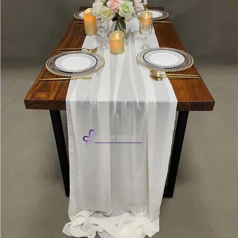 TR018 table runner wedding table runner embroidery chiffon fabric silk