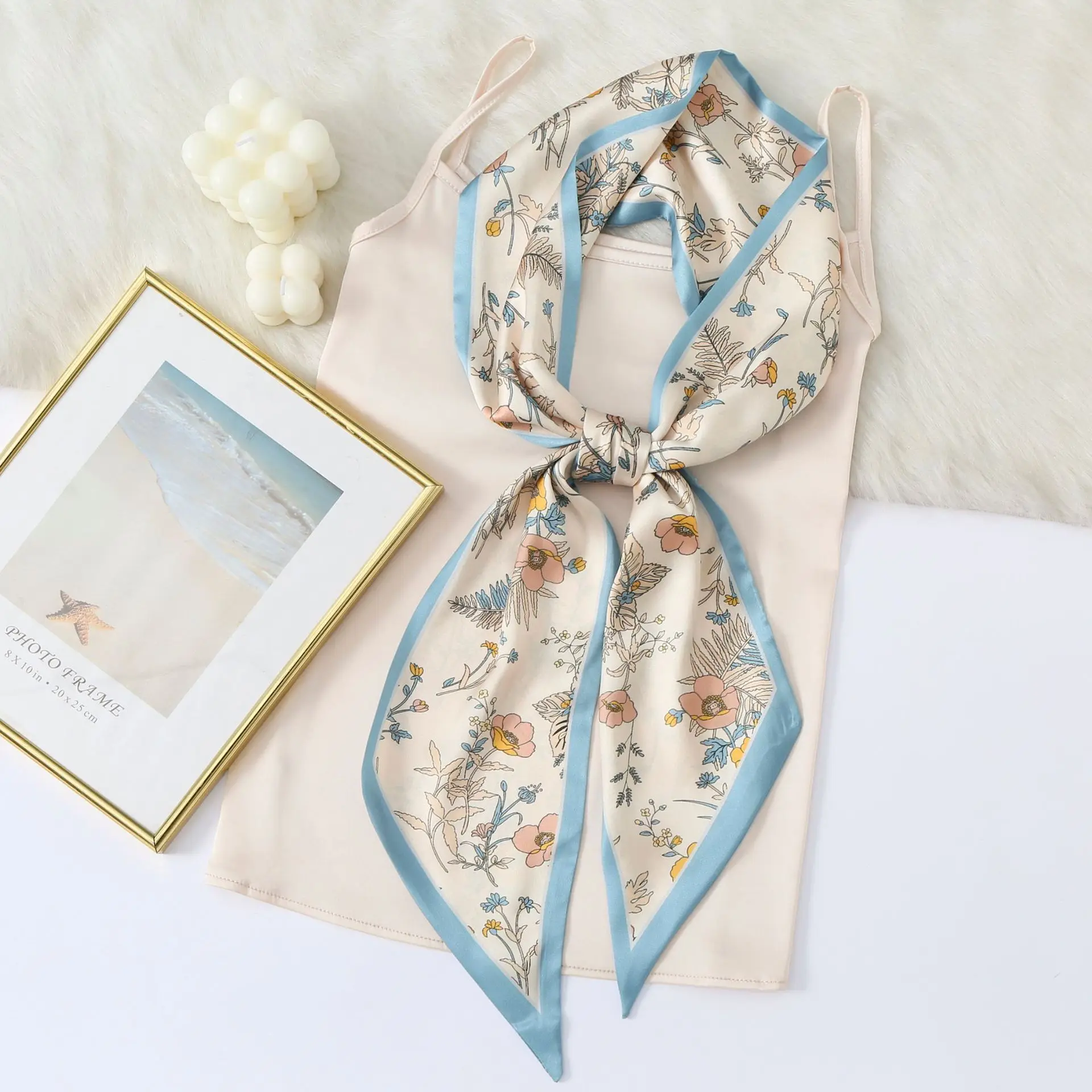 satin ribbon in spring and summer long silk scarf