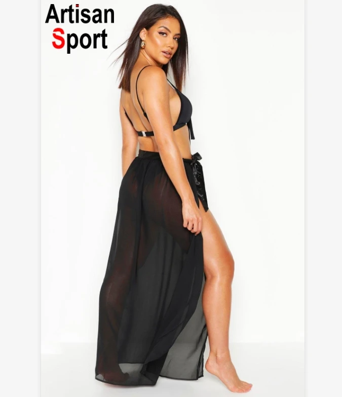 100% rayon Hawaiian women black maxi beach sarong Bali Playsuit Womens Swim Wear Bikini Cover Up Sheer Long Wrap Skirt Sarongs