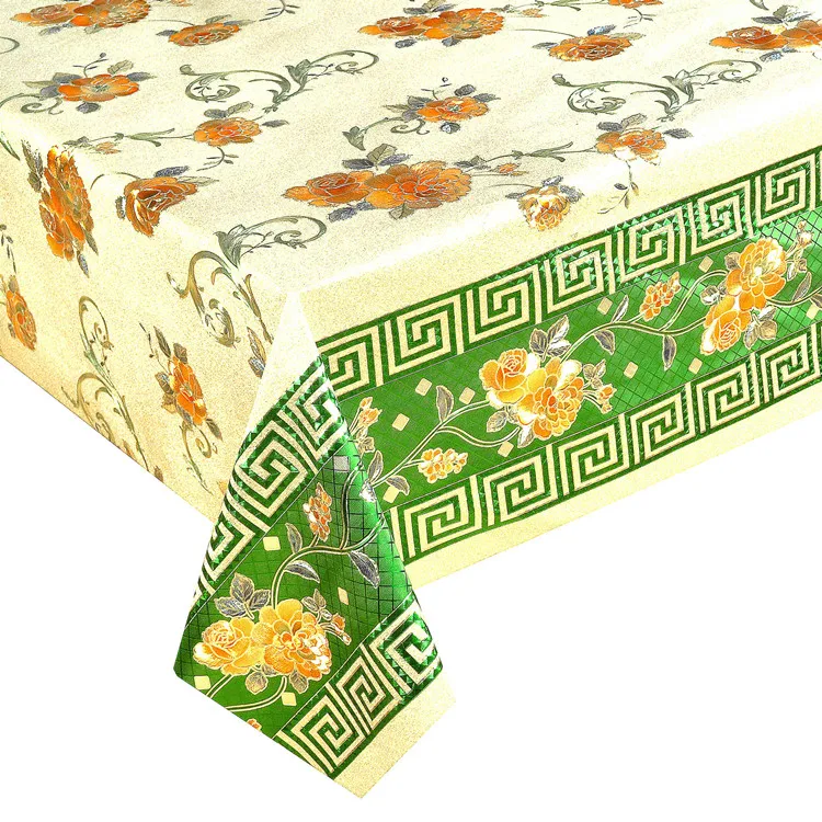 150cm classical flower waterproof tablecloth embossed heavy plastic tablecloth embossed pvc table cloth