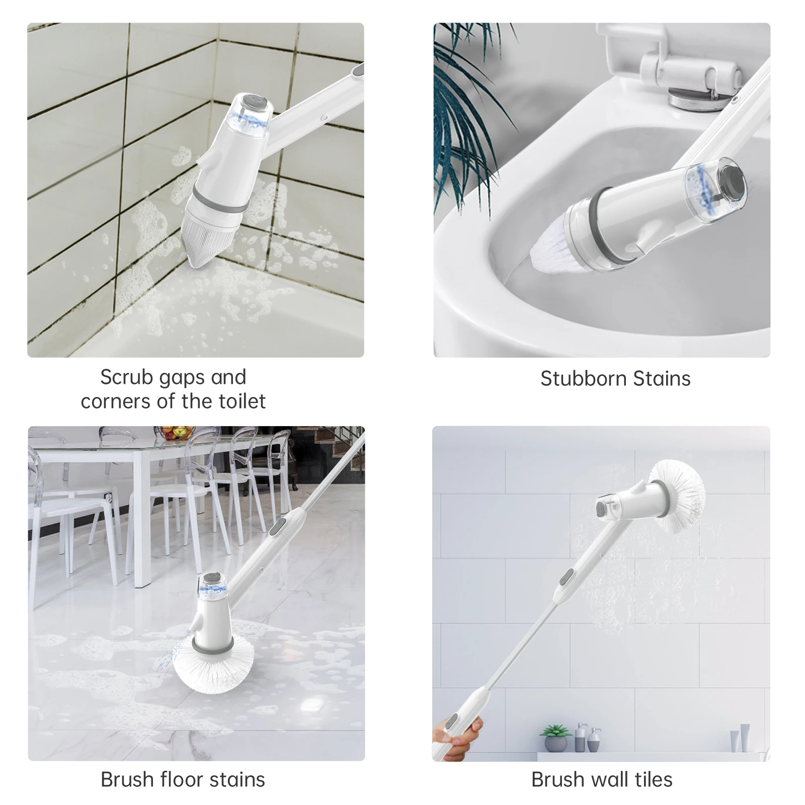 New Model For 2021 Cordless Electric Bathroom Rotating Scrubber Cleaning Brush With Formula Tank Can Spray Detergent