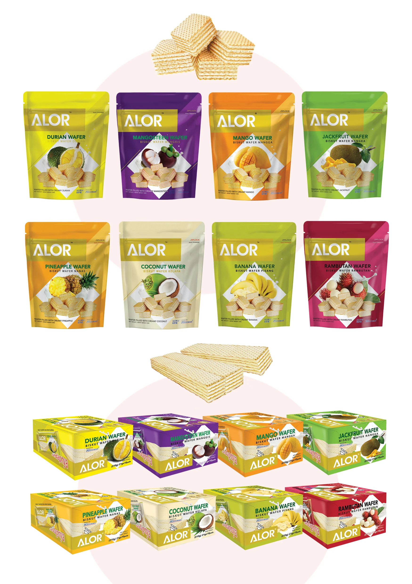 Малазийские фруктовые вафли ананасовые Alor 130 г