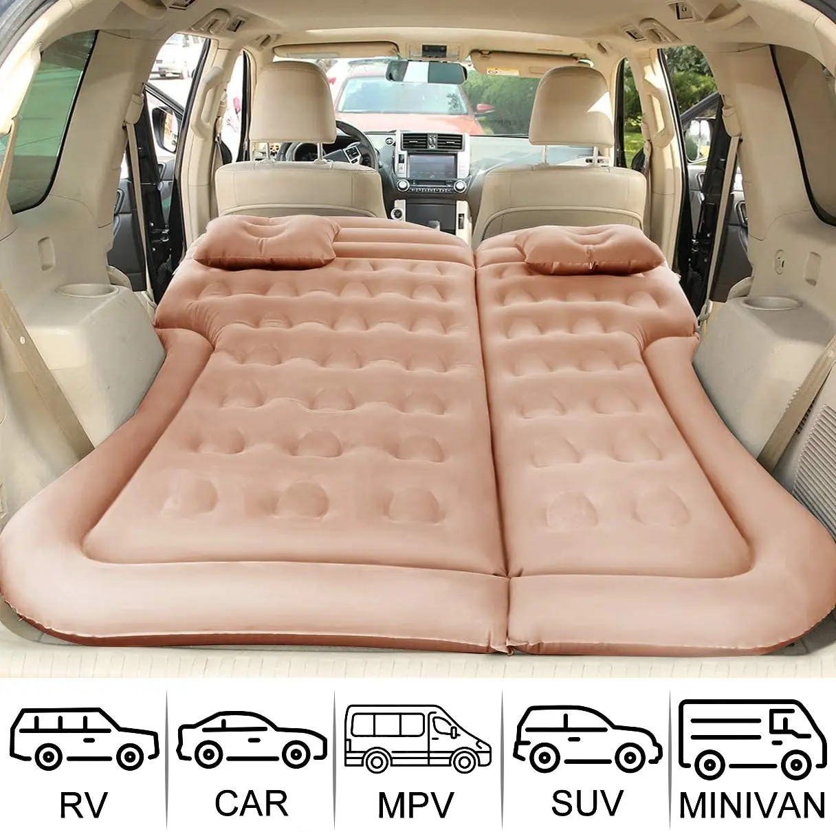 OEM Factory Flock Fabric PVC Back Seat Inflatable Car Air Mattress Outdoor Inflatable Car Bed