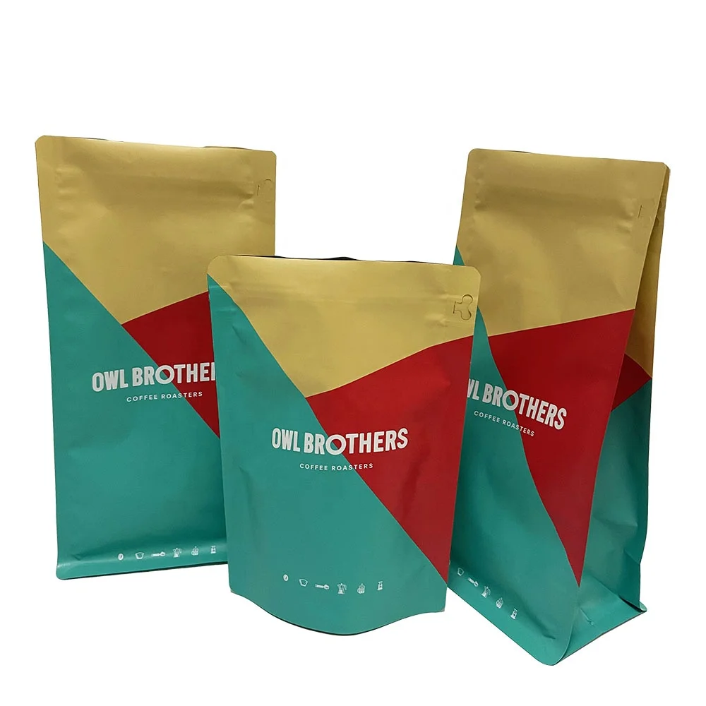 Wholesale Custom 1lb 2lb 5lb Matte Coffee Beans Pouch With Ziplock And Valve Aluminum Foil Stand Up Coffee Bags