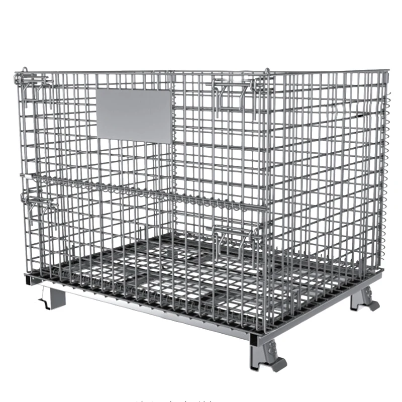 Save space storage equipment industrial cages pet preform storage folding metal mesh wire container stackable cage