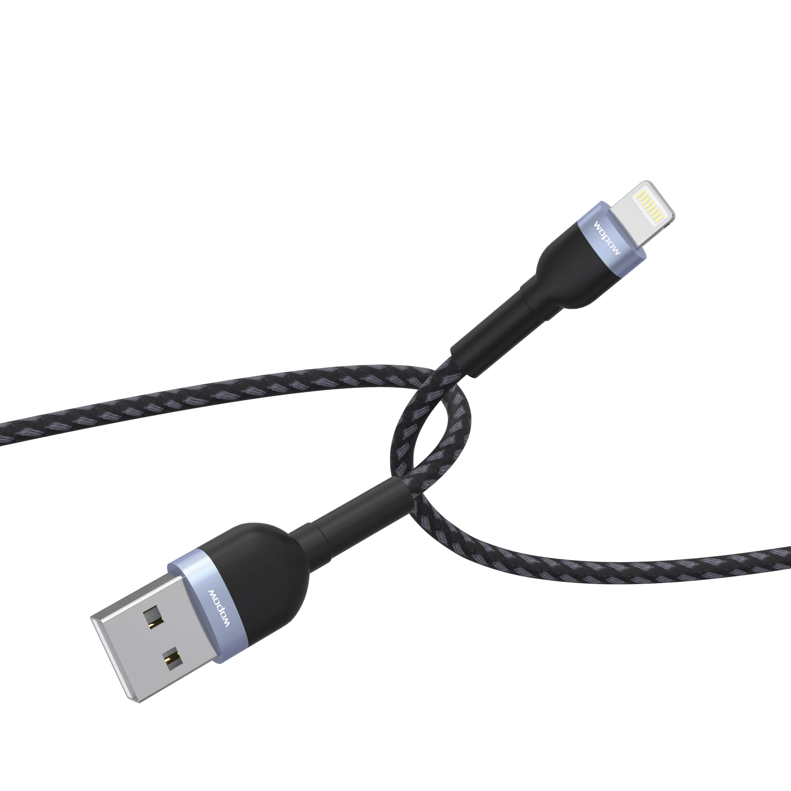 Wopow 2.4A Aluminum Alloy  Fast Charge Lightning Cable for Iphone 11 X Xs X Max Data Cables
