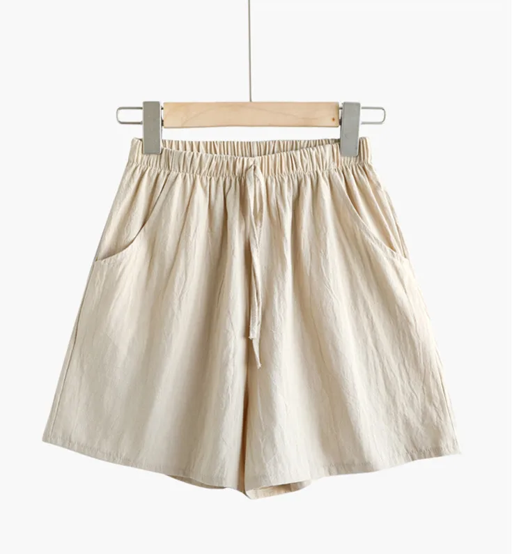 wholesale casual cotton plus size shorts custom embroidery logo women hemp shorts high quality linen shorts for women gym