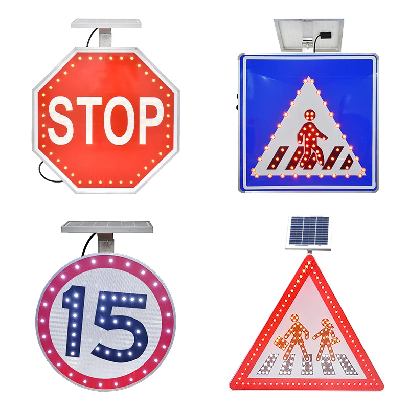 Hot Sale Custom High visibility Led Road Safety Traffic Warning Sign Solar Power