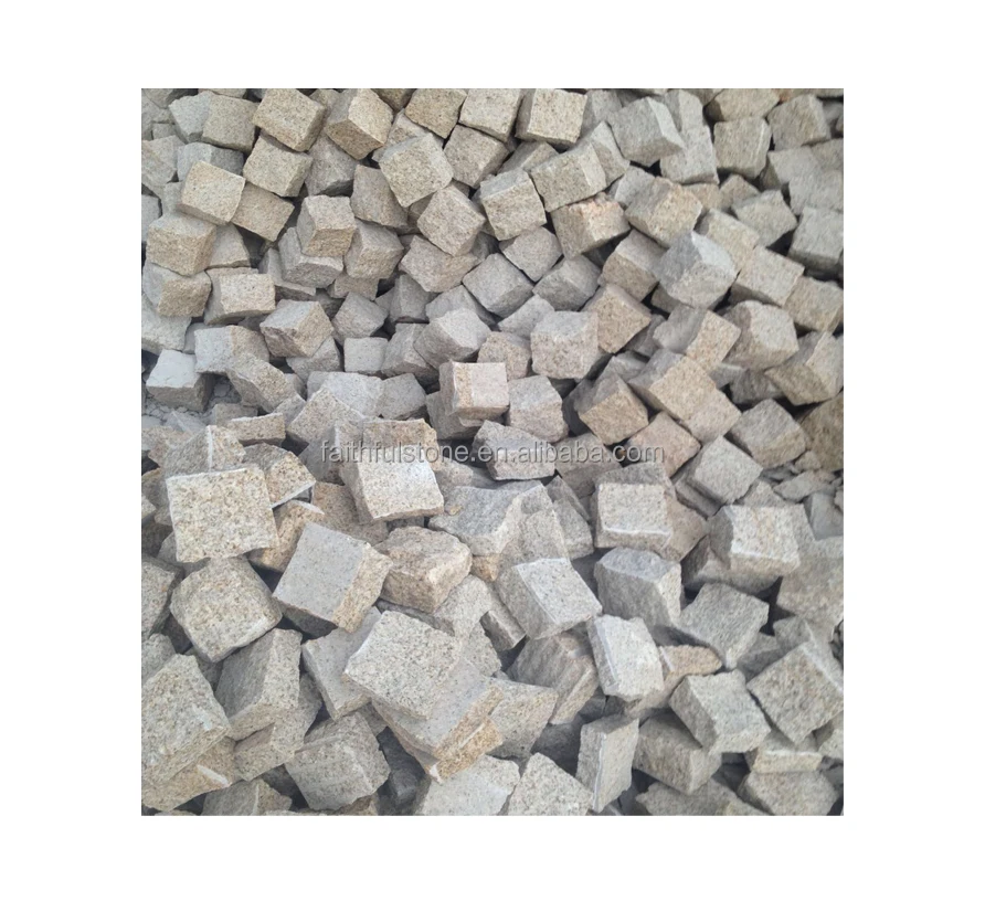 Желтый цвета ржавчины гранитный G682 cobble каменная брусчатка для напольных