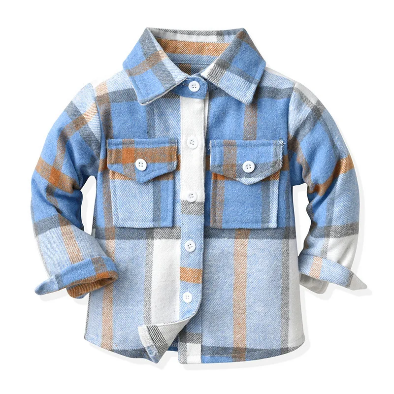 1Pcs Private Label Autumn Boy Spring Jacket Infant Toddler Girls Clothing Cotton Plaid Boys Kids Children Coat