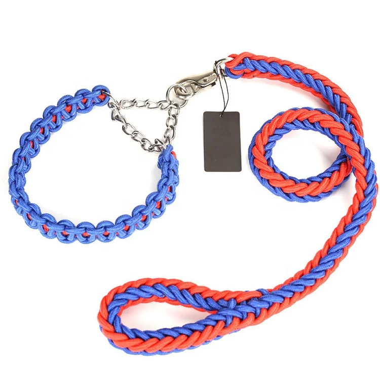 hot sell drop shipping Personalized logo Nylon woven rope Adjustable pet products dog leash collar