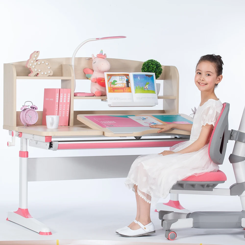 Gmyd F120 эргономичная охлаждающая дома дети Студенческие столы с регулировкой по высоте, с книжными полками для детей Рабочий стол стул набор