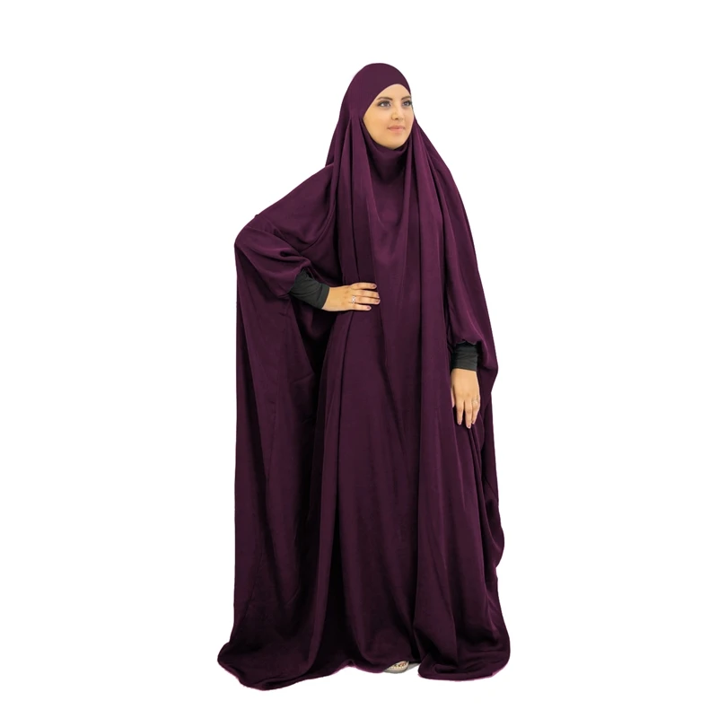 
Wholesale muslim woman jilbab khimar long hijab Islamic clothing solid color prayer khimar  (1600156859365)