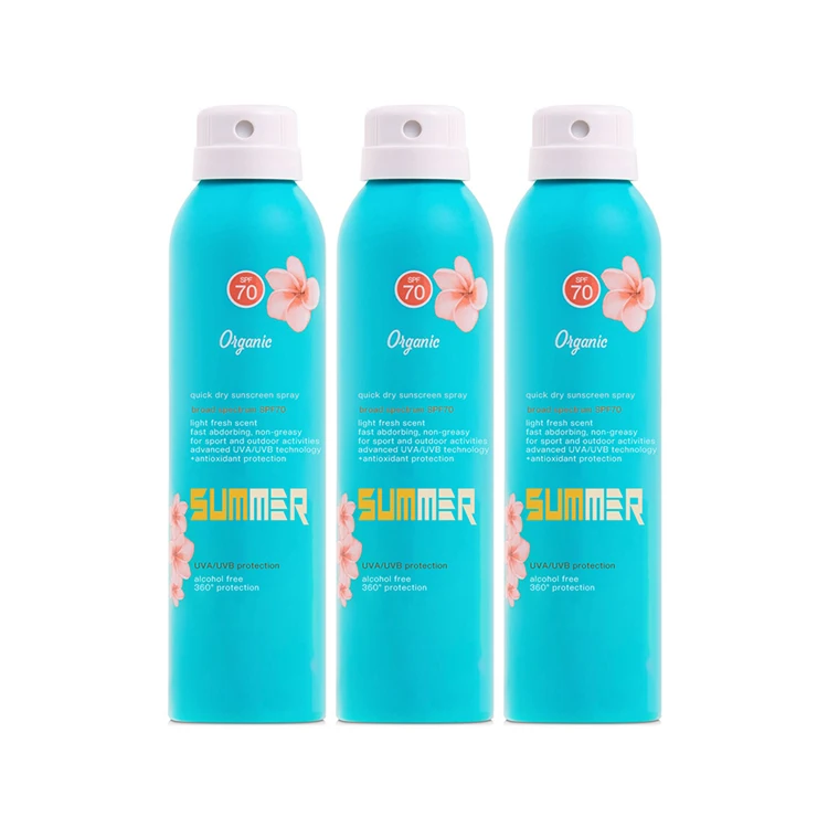 200ml organic skin care oem custom design spf 50 sunscreen spray and whitening sunscreen spray