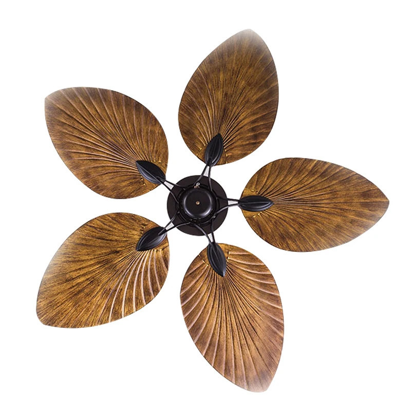 Modern 52-Inch ABS Home Decorative Ceiling Fan with 5 Blades Remote Control Bldc Electric Plastic Palm Leaves Style