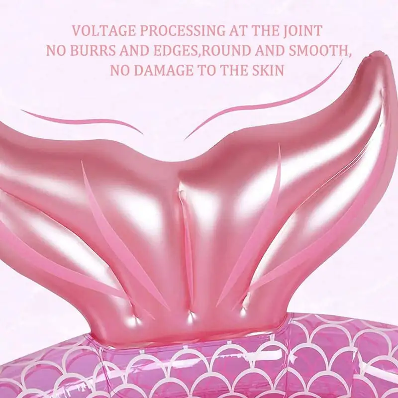 2 Rings Pink Inflatable Mermaid Tail Water Pool Home Round Swimming Pool Multi Size for Garden Summer Outdoor Kids Toys