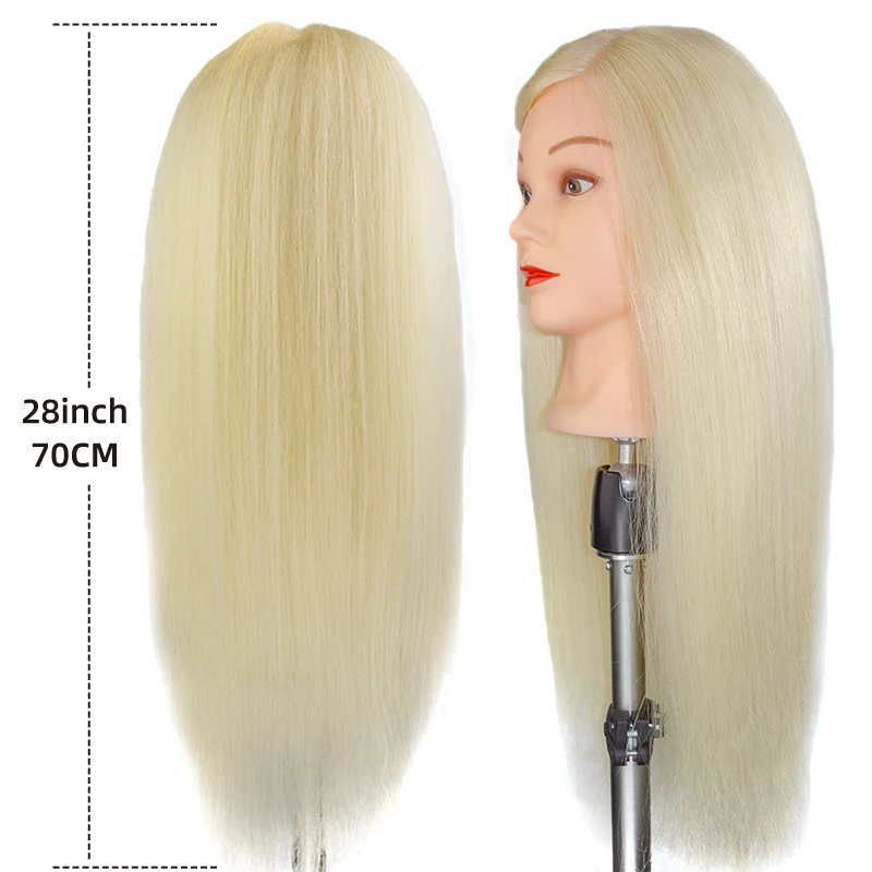 613 Blonde Training Head with Mixed Human Hair Dummy Head for Training for Barber Hair Braiding Practice In Salon