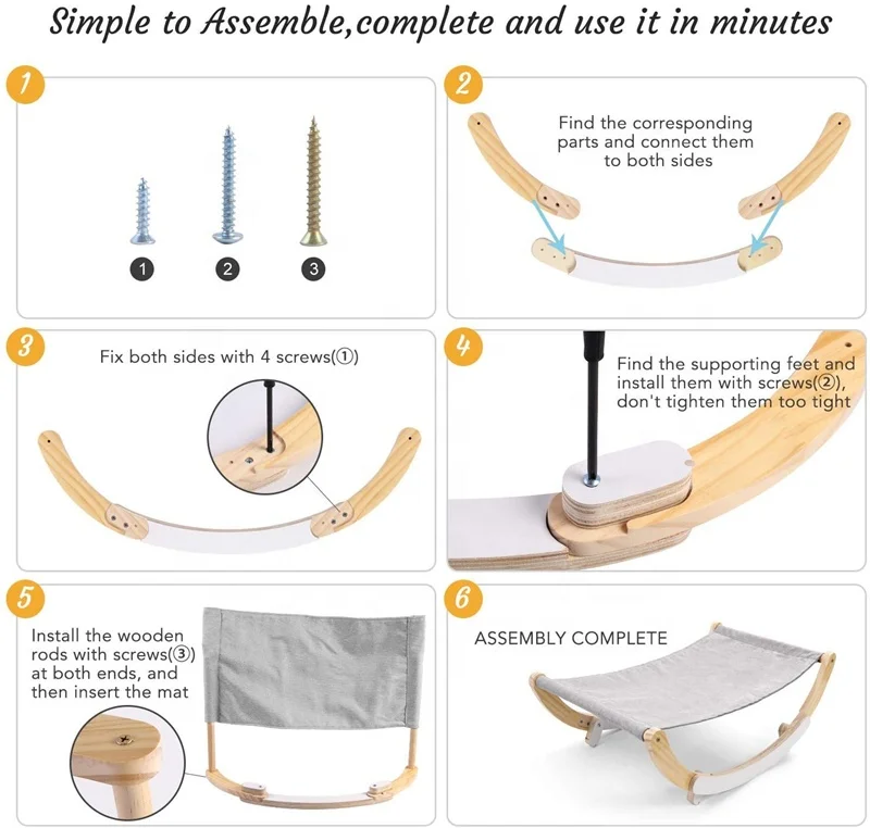 Spot pet cat bed wooden swing bed cat hammock elegant design home pet bed