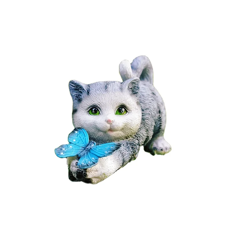 Outdoor garden ornaments Solar energy atmosphere lamp Balcony landscaping Resin animal Cat garden ornaments