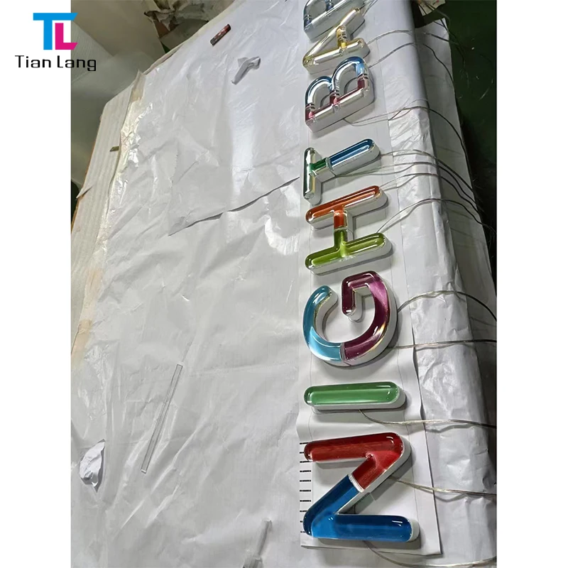 Custom Indoor Outdoor Led Lighting Alphabet 3D Backlit Brushed Metal Gold Color Business Channel Letter Sign