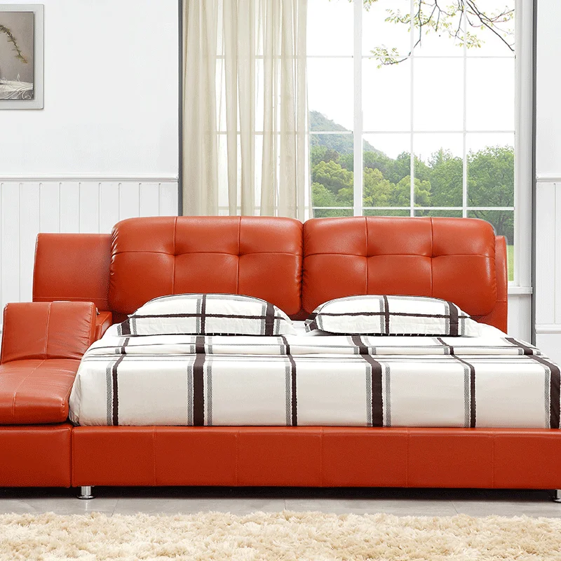 Luxury Modern Design Bedroom Furniture Smart Bed Multi-Functional Upholstery Soft Leather Bed