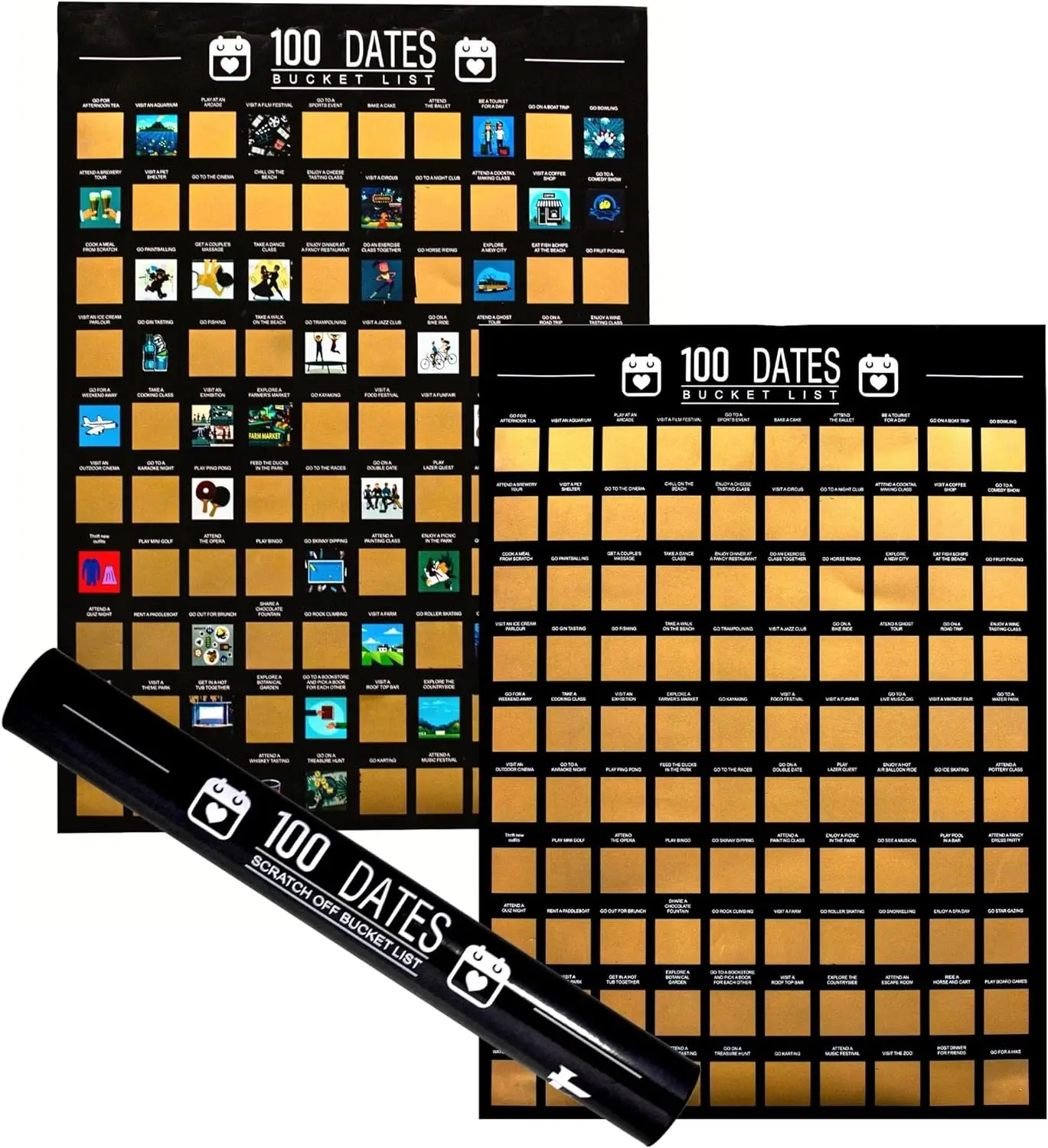 100 Dates Scratch Off Poster Date ideas Poster Gift idea For Couple Valentines Day Gift for Boyfriend or Girlfriend