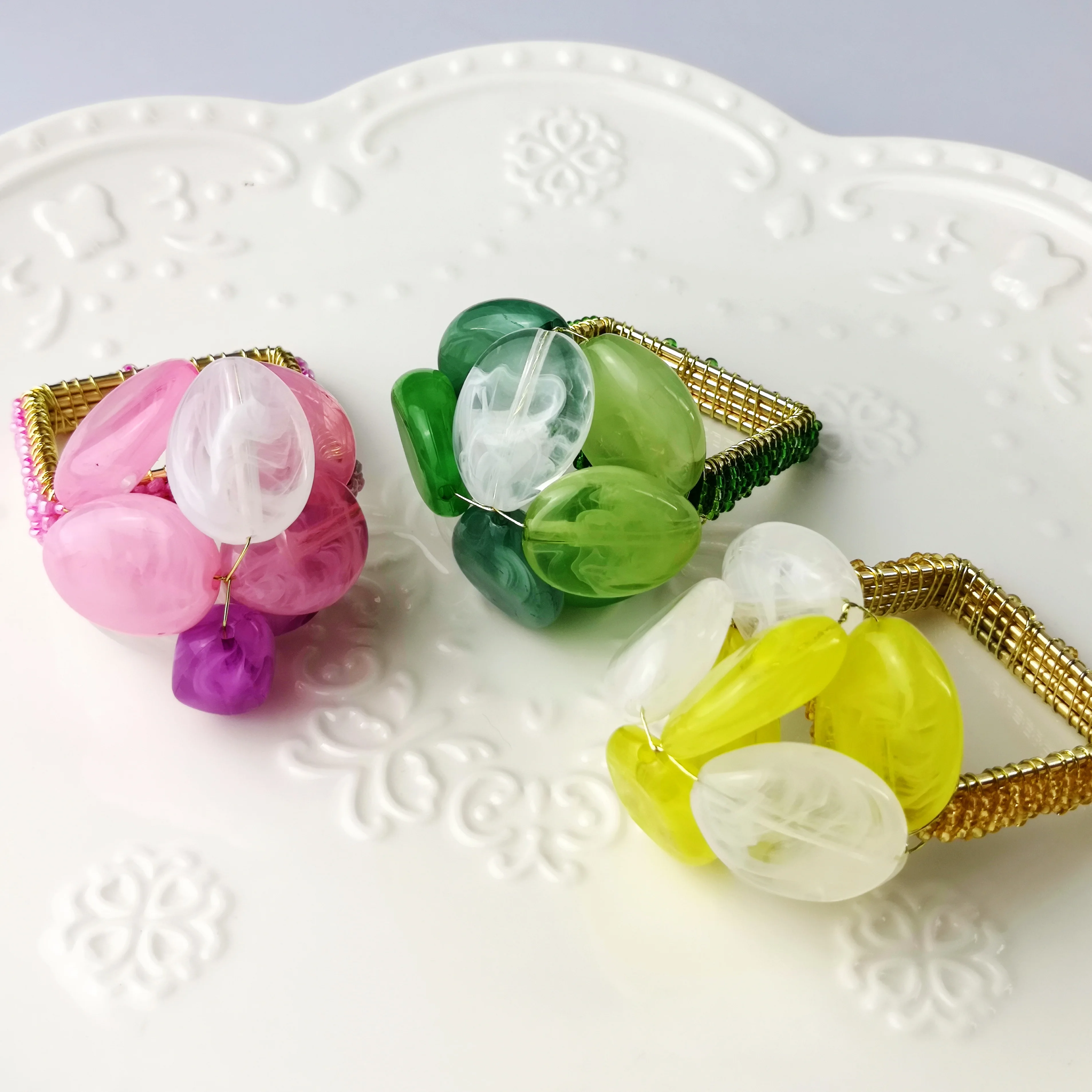 acrylic stone wedding decoration colorful napkin ring