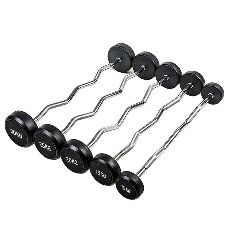 Factory price straight Barbell Rubber coated barbell bent lever weight lifting bar
