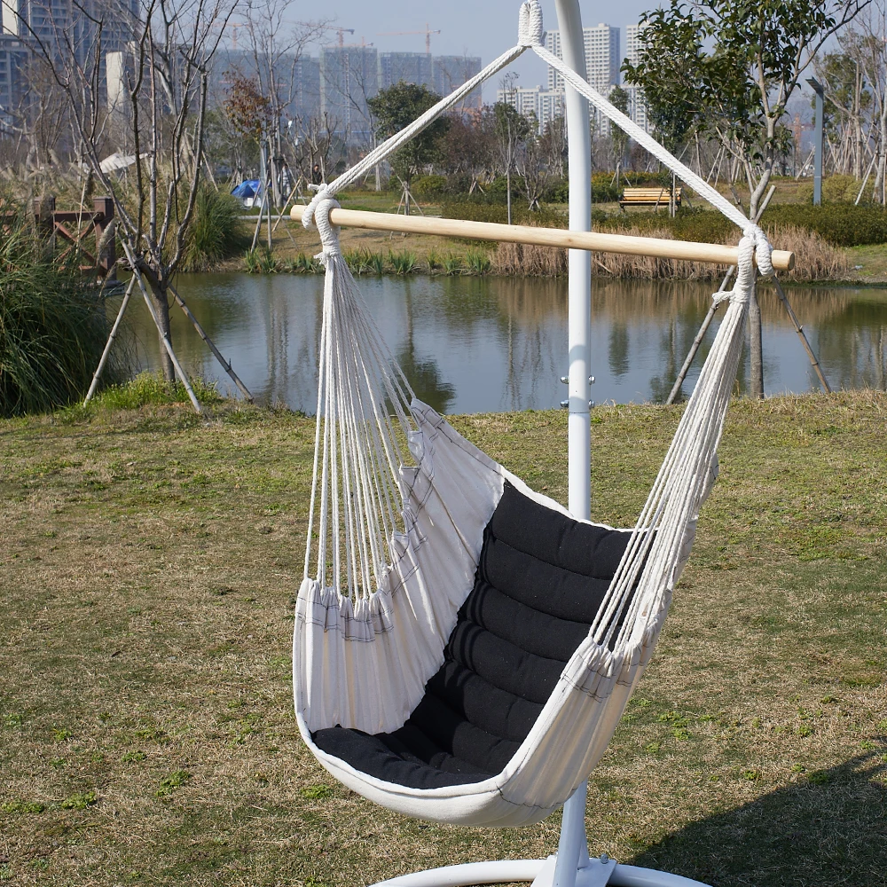 Hanging Rope Swing Outdoor Indoor Hanging Chair Macrame Swing Rope Round Hammock Chair