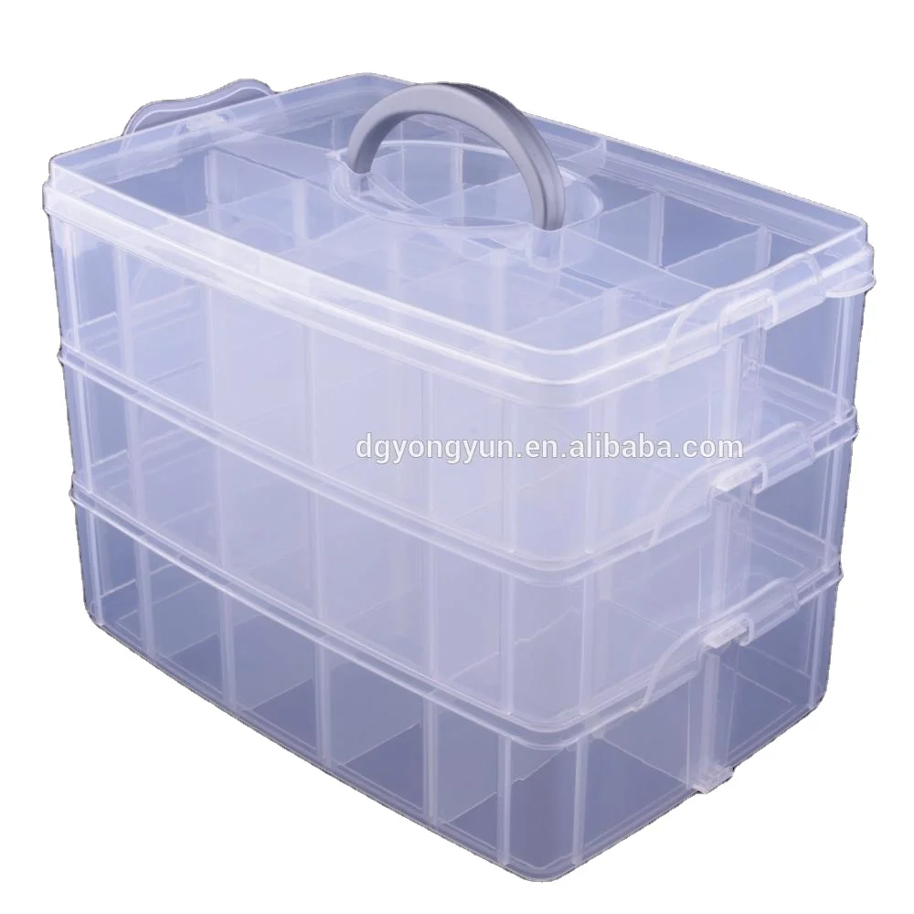 Lid Stackable Clear Plastic Container for Small Stones Spring Buckles Screws Nails Beads Jewelry Organizer