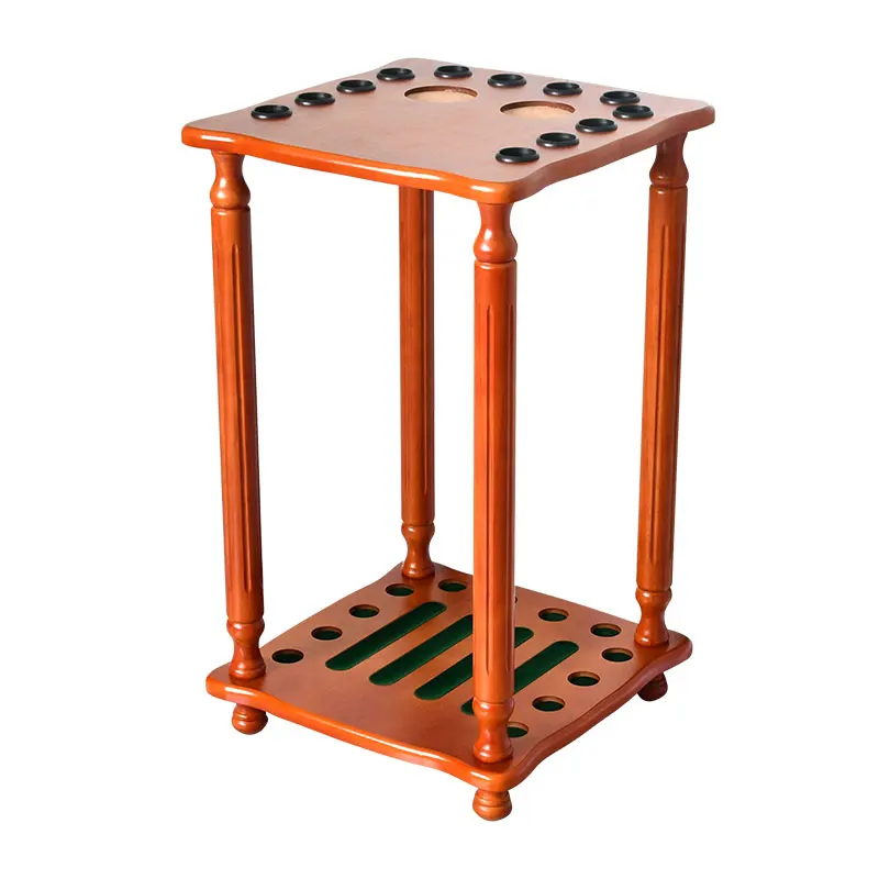 Square Shape 12-hole Standing Billiard Cue Rack Rotating Solid Wood Billiard Stick Pool Cue Rack TP-BA4003
