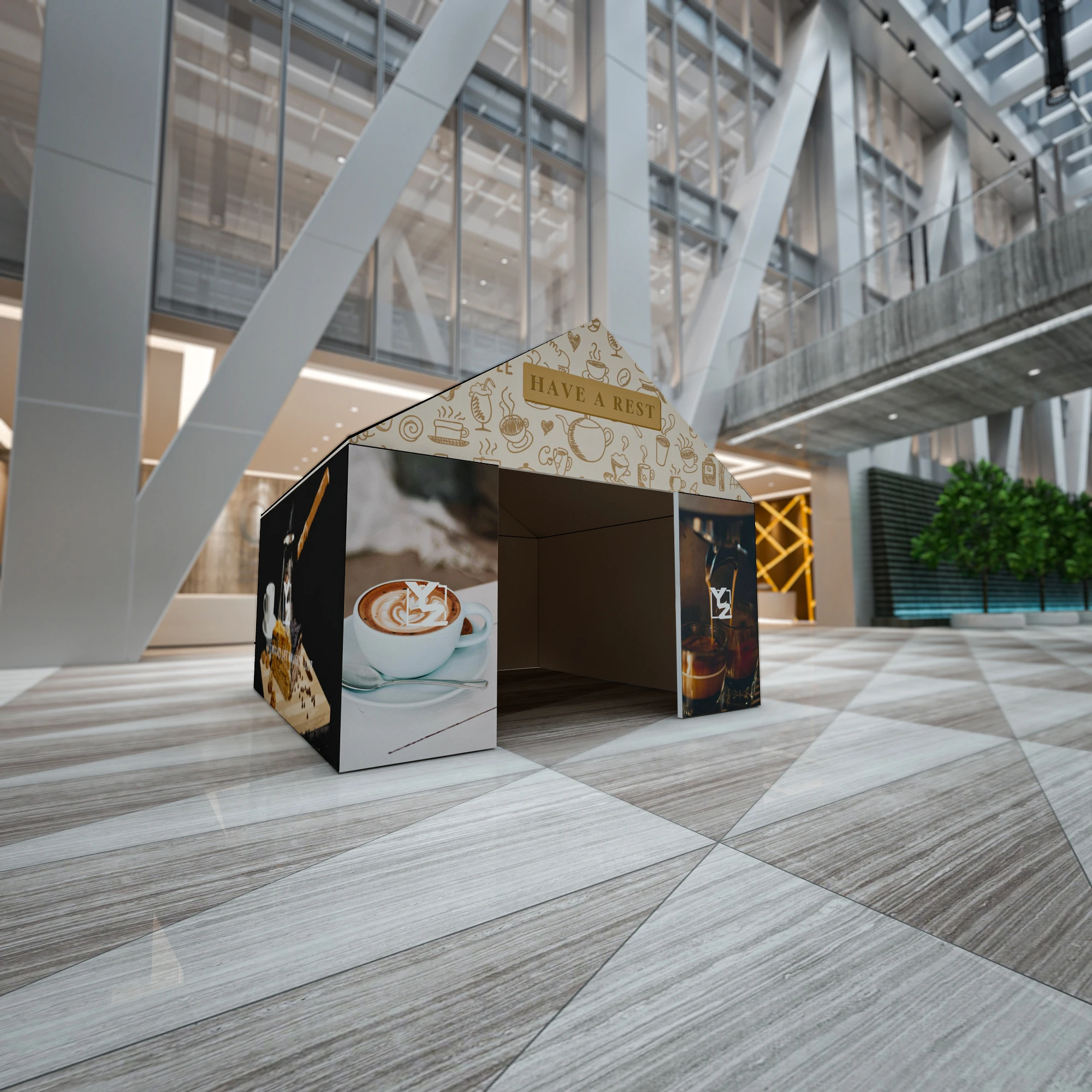 1.5 meter high mall activity booth Quick installation Three combinations With roof