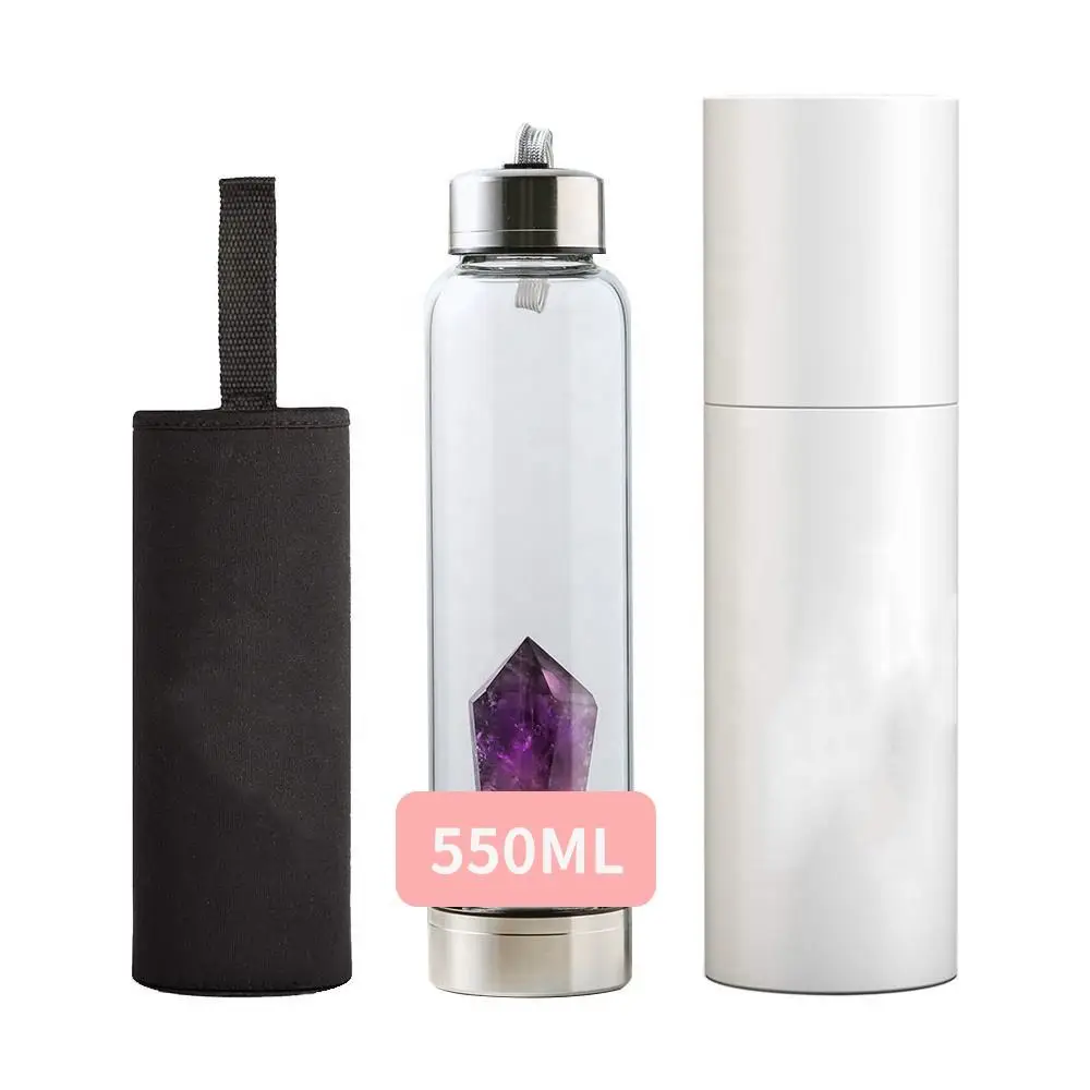 Wholesale Premium 550ml 16oz BPA Free Crystal Infused Water Bottles With Healing Gem Stone UK